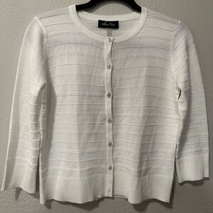 NWT Melissa Paige Button-Up Stripe Texture Long Sleeve Cardigan
